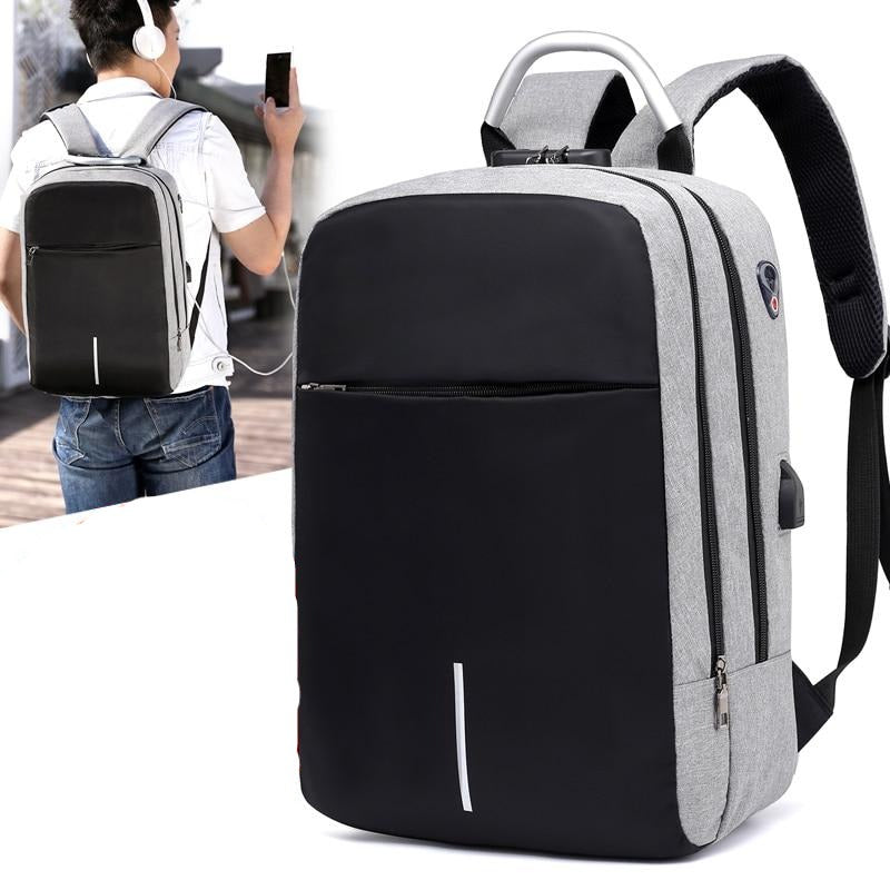 Waterdichte Anti-Diefstal Laptop Rugzak – 15.6" – USB Poort – Draagtas voor Werk & Reizen – Grijs/Zwart