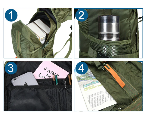 Waterdichte Outdoor Rugzak – 40L Capaciteit – Stevige Hiking Backpack met Karabijnhaak & Opbergvakken