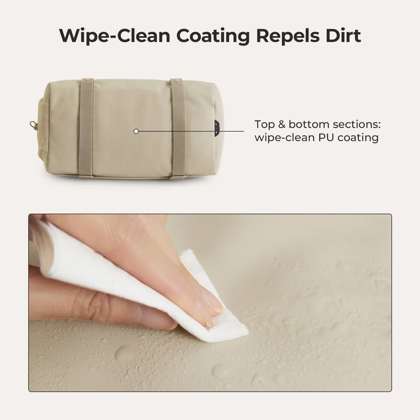 Beige Duffeltas 36L – Waterafstotende Sport- & Reistas met Schoenenvak en Meerdere Vakken voor Gym & Reizen