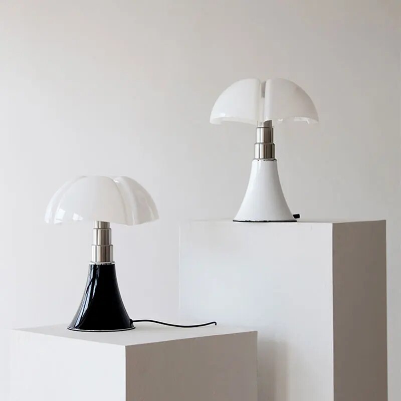 Moderne Tafellamp – Design Paddenstoel Lamp met Zwarte Voet – Sfeerverlichting voor Woonkamer & Slaapkamer