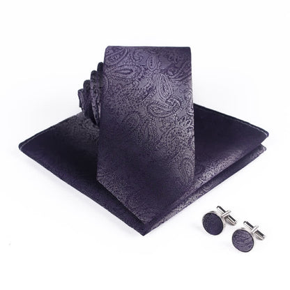 Luxe Paisley Stropdas Set – Inclusief Pochet en Manchetknopen