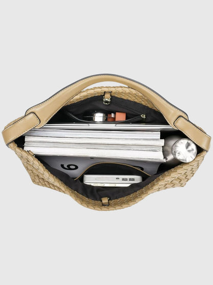 Liorra Vegan Leren Geweven Hobo Schoudertas Zwart – Stijlvol & Ruim
