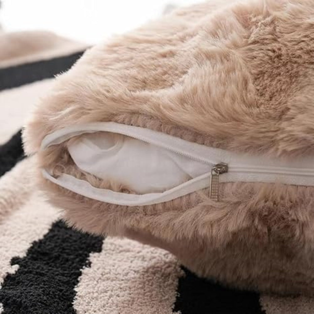 Sierkussenhoes Pluche Vierkant – Zachte Luxe Furry Hoes in Beige, Wit, Grijs, Oranje & Blauw – 45x45 cm