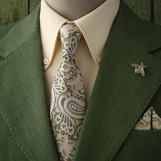 Luxe Paisley Stropdas met Pochet – Elegante Heren Set