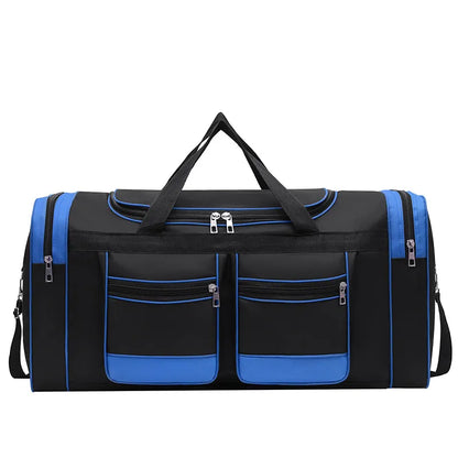 Reistas met Grote Inhoud – Waterafstotende Sporttas 60L met Schouderband – Zwart/Blauw of Zwart/Rood