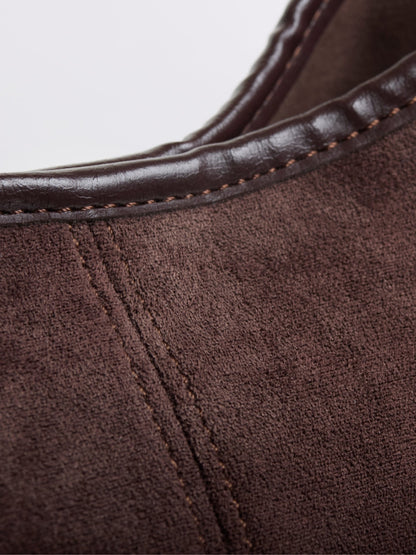 Zwarte Suède Schoudertas – Minimalistisch & Ruim Design