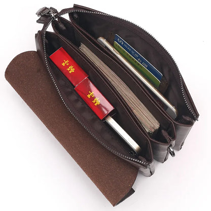 Leren Pols Portemonnee voor Heren – Multifunctionele Clutch met Ritsvakken