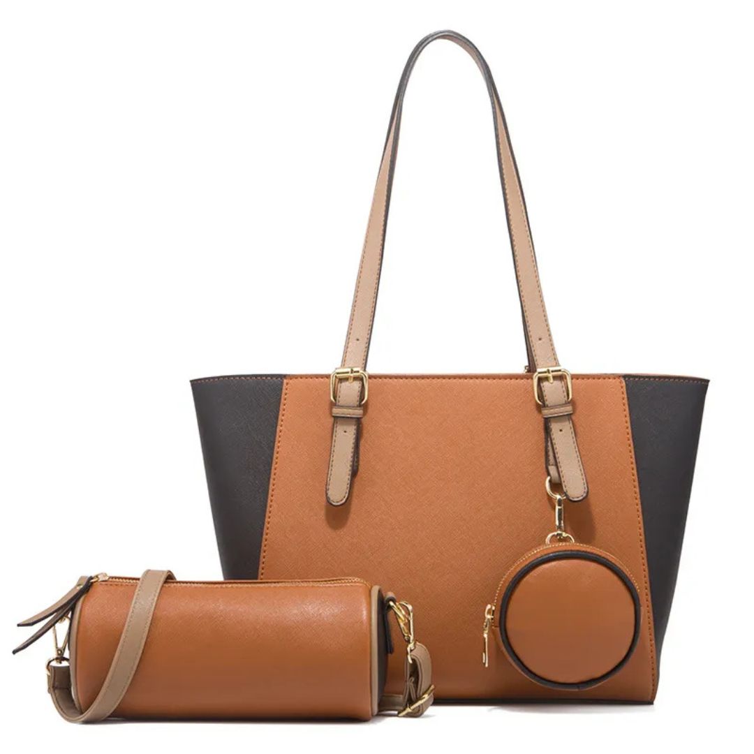 3-Delige Dames Handtassen Set – Shopper, Schoudertas & Portemonnee in Één