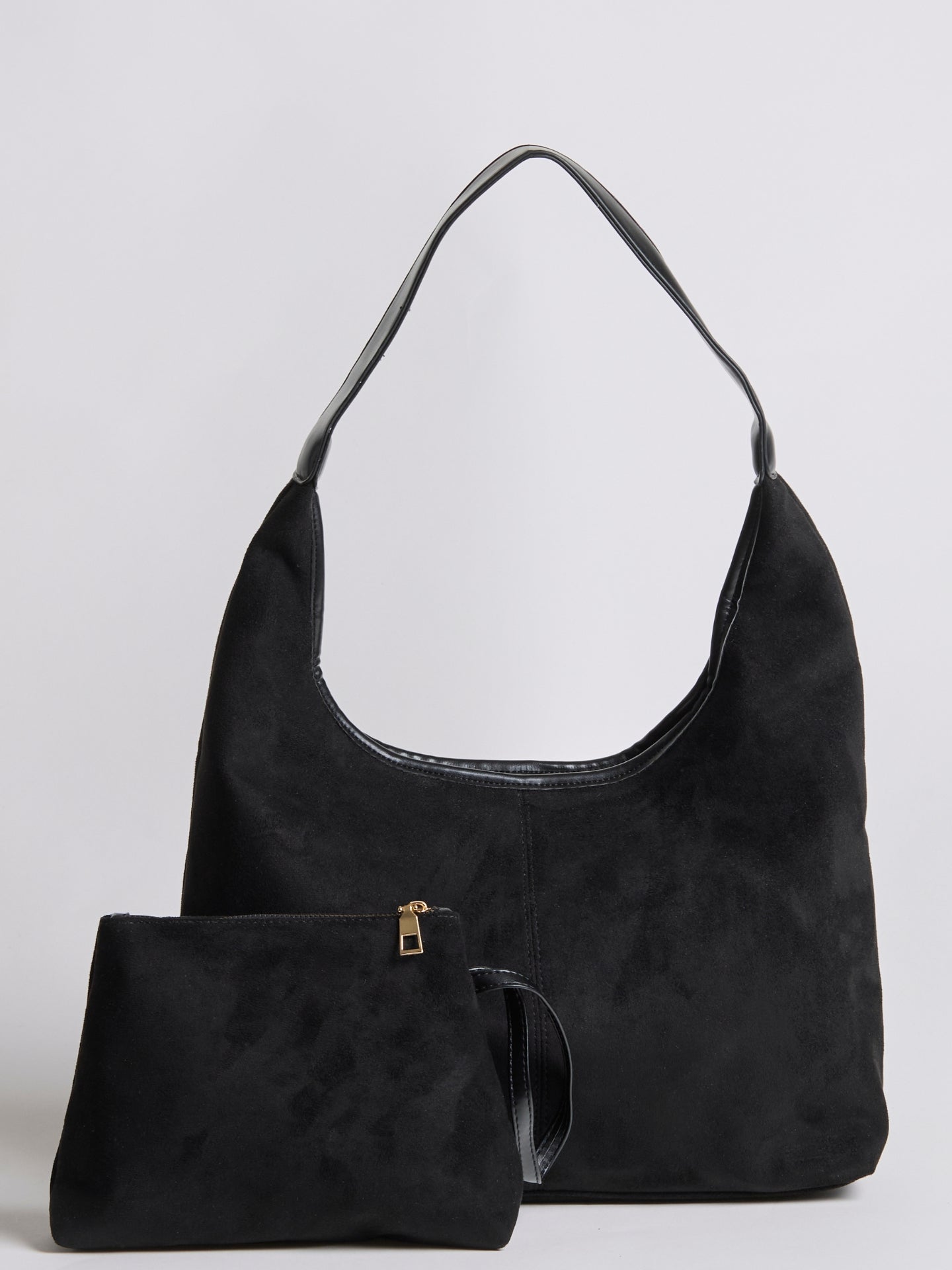 Zwarte Suède Schoudertas – Minimalistisch & Ruim Design