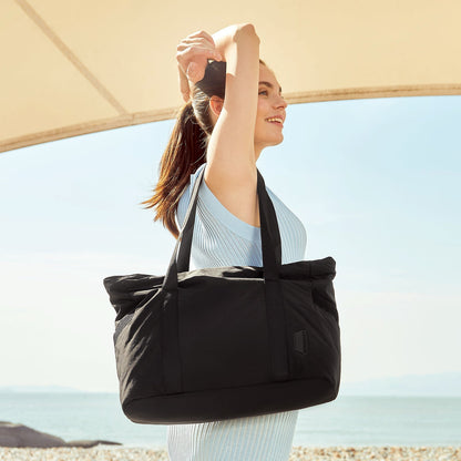 Zwarte Draagtas met Yogamat-Houder – Waterafstotend & Laptopvak – Ideaal voor Sport, Werk of Strand