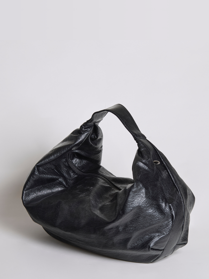 Liorra Vegan Leren Zachte Hobo Schoudertas Zwart – Casual & Comfortabel