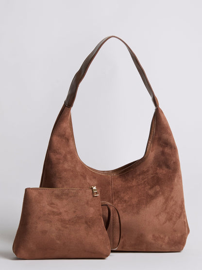 Zwarte Suède Schoudertas – Minimalistisch & Ruim Design