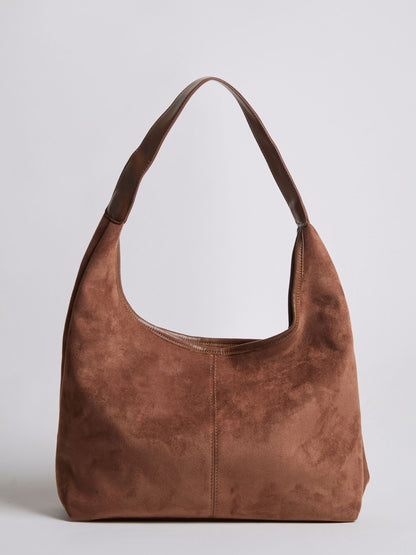 Zwarte Suède Schoudertas – Minimalistisch & Ruim Design