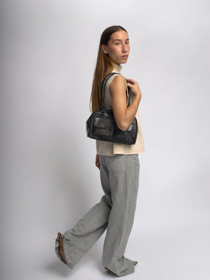 Luxe Vintage Schoudertas met Voorvakken – Vegan Leer & Tijdloos Design