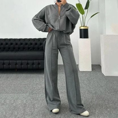 Oversized Damespak – Comfortabele Loungewear Set met Broek en Jasje