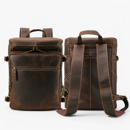 Vintage Leren Schouder- en Rugtas – Handgemaakt & Duurzaam
