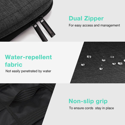 Grijze Tech Organizer – Waterdichte Kabeltas voor Reizen en Dagelijks Gebruik