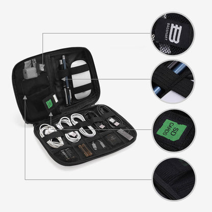 Grijze Tech Organizer – Waterdichte Kabeltas voor Reizen en Dagelijks Gebruik