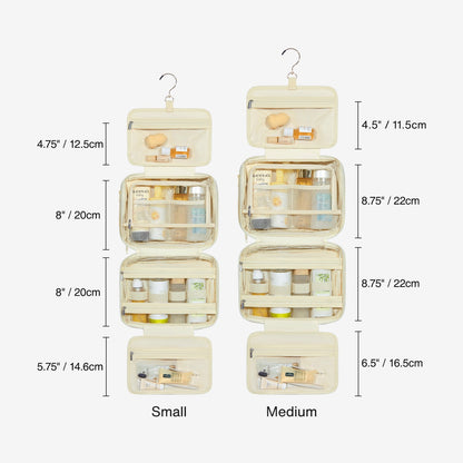 Lichtroze Hangende Toilettas met Gewatteerd Design – Organizer met Transparante Vakken & Haak