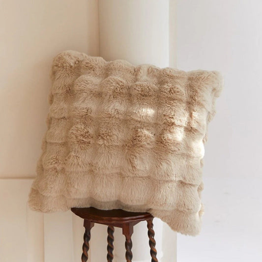 Sierkussenhoes Pluche Vierkant – Zachte Luxe Furry Hoes in Beige, Wit, Grijs, Oranje & Blauw – 45x45 cm