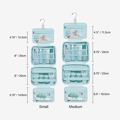 Lichtroze Hangende Toilettas met Gewatteerd Design – Organizer met Transparante Vakken & Haak
