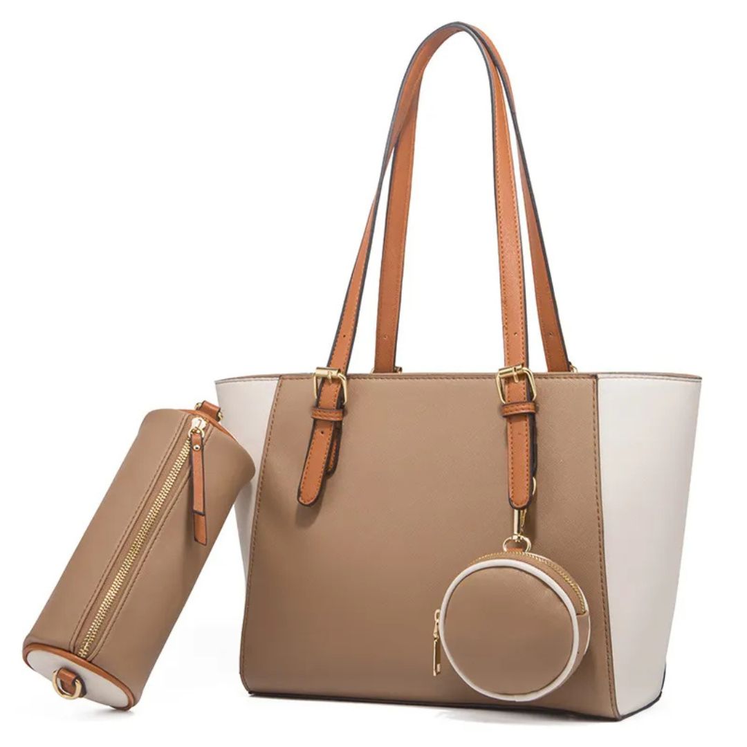 3-Delige Dames Handtassen Set – Shopper, Schoudertas & Portemonnee in Één