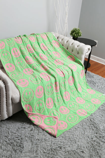Mini Happy Face Luxe Fleece Deken – Zachte Woonplaid 130×150cm