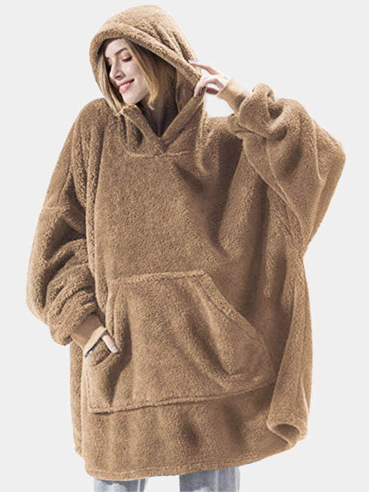 Huggie Hoodie Deken – Warme Oversized Flanellen Hoodie met Mouwen