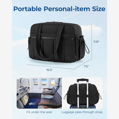 Zwarte Reistas voor Handbagage – Lichtgewicht & Waterafstotend met Trolley-strap & PVC-vak – Ideaal voor Reizen & Gym