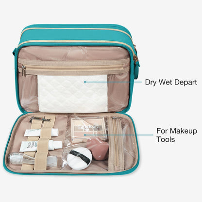 Luxe Toilettas & Make-up Organizer – Reistas met Flessenhouders & Meerdere Vakken – Roze