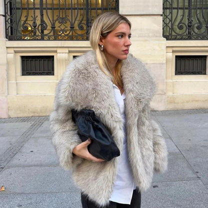 Dames Faux Fur Jas – Elegante Warme Winterjas met Luxe Look