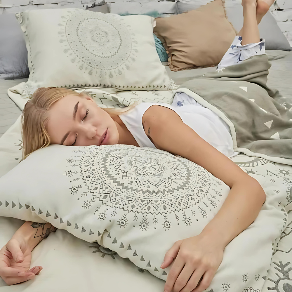 Sierkussenhoes Vierkant – Bohemian Stijl met Mandala Print in Beige – 45x45 cm