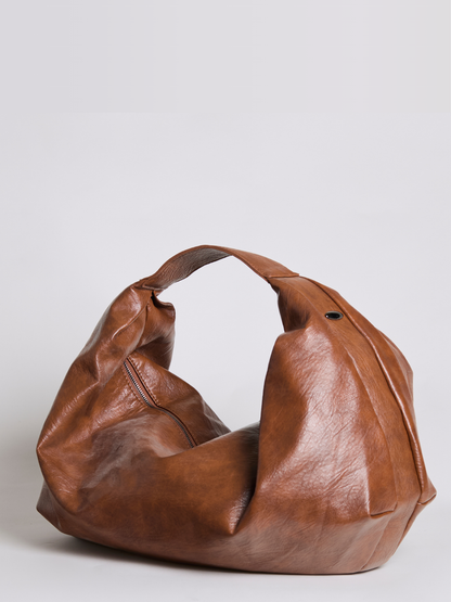 Liorra Vegan Leren Zachte Hobo Schoudertas Zwart – Casual & Comfortabel
