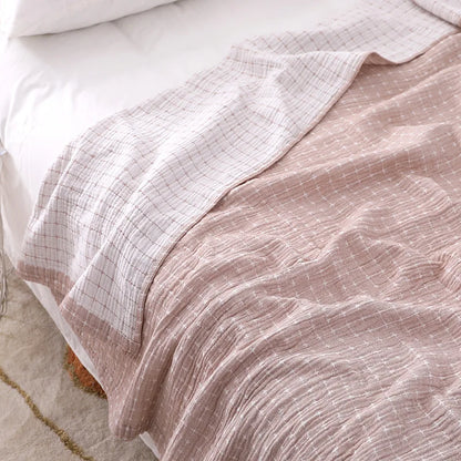 Katoenen Deken met Ruitpatroon – Ademend en Zacht Plaid voor Bed en Bank