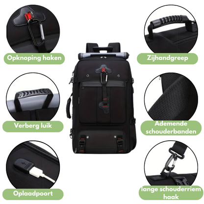 Waterdichte Rugzak 50L met USB-aansluiting – Comfortabel & Ruim