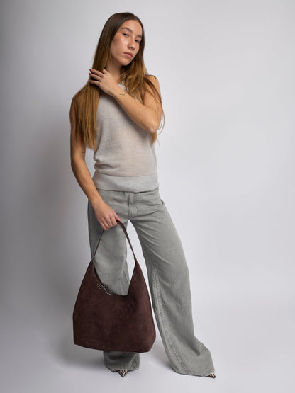 Zwarte Suède Schoudertas – Minimalistisch & Ruim Design