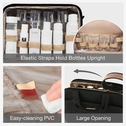 Luxe Toilettas & Make-up Organizer – Reistas met Flessenhouders & Meerdere Vakken – Roze