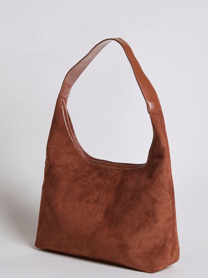 Zwarte Suède Schoudertas – Minimalistisch & Ruim Design