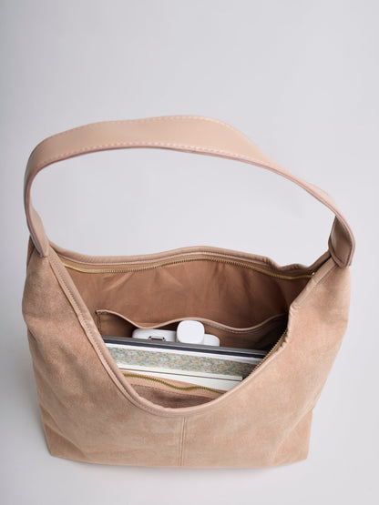 Zwarte Suède Schoudertas – Minimalistisch & Ruim Design