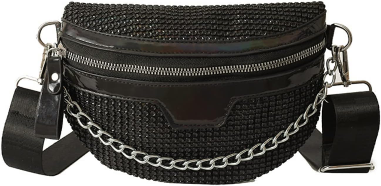 Zwarte Crossbody Heuptas met Ketting – Stoer, Trendy & Comfortabel