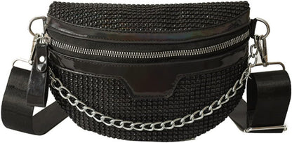 Zwarte Crossbody Heuptas met Ketting – Stoer, Trendy & Comfortabel