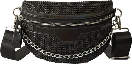 Zwarte Crossbody Heuptas met Ketting – Stoer, Trendy & Comfortabel