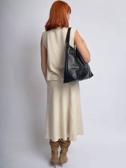 Liorra Vegan Leren Hobo Schoudertas Zwart – Ruim & Tijdloos