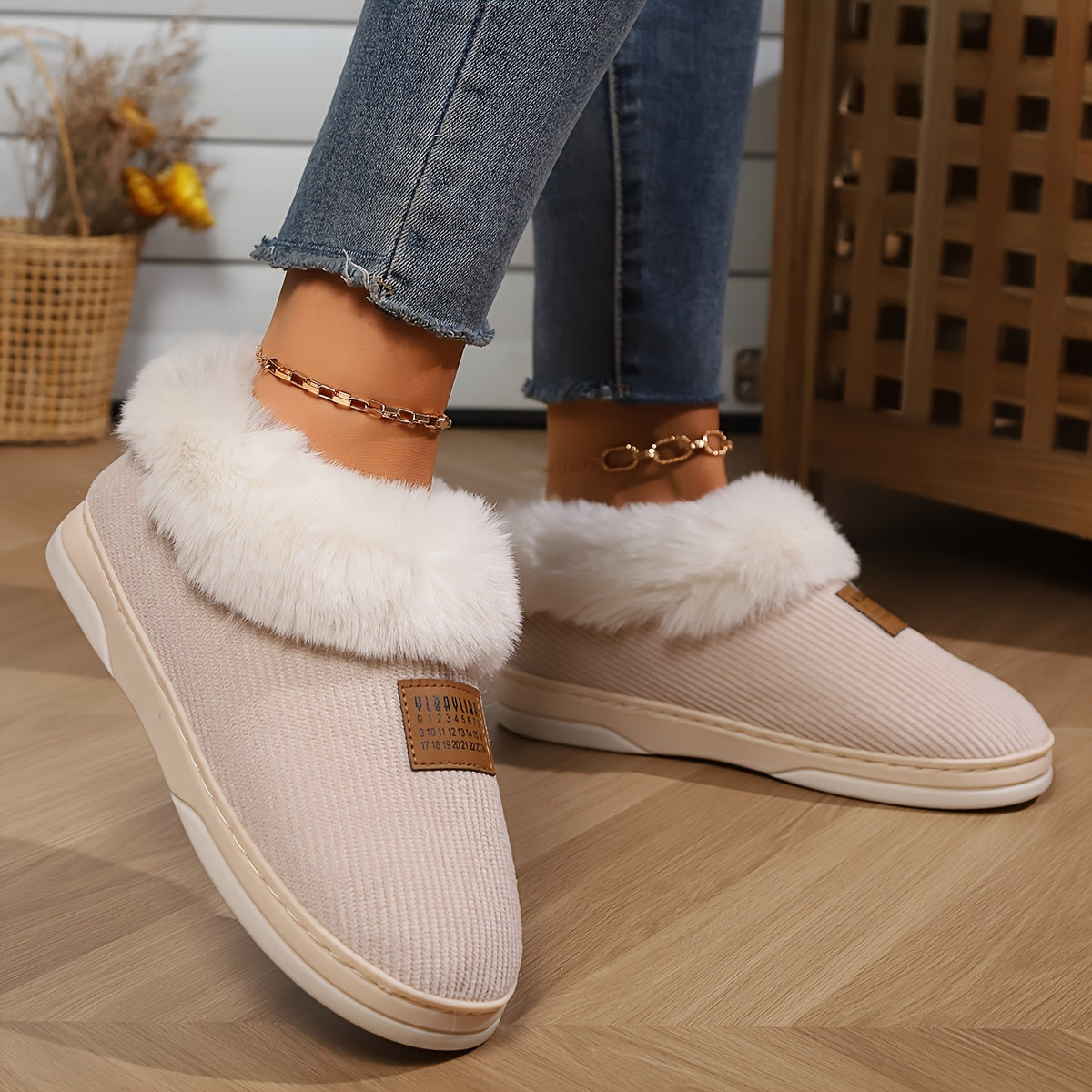 Warme Dames Pantoffels met Bont – Comfortabele Winter Slippers voor Binnen