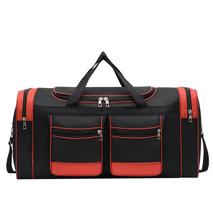 Reistas met Grote Inhoud – Waterafstotende Sporttas 60L met Schouderband – Zwart/Blauw of Zwart/Rood