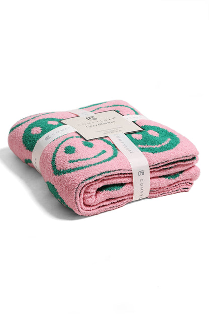 Mini Happy Face Luxe Fleece Deken – Zachte Woonplaid 130×150cm