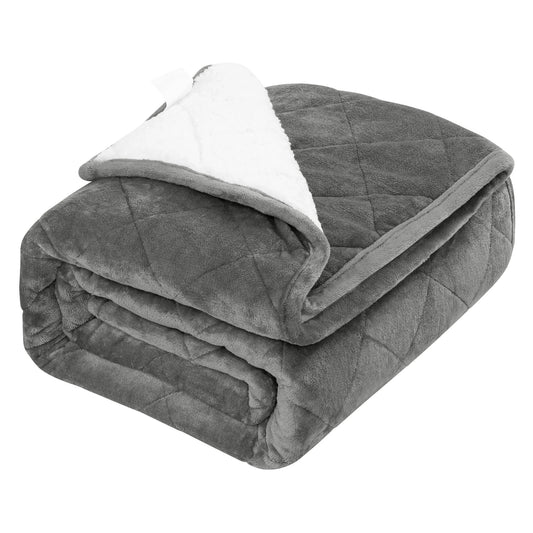 Sherpa Fleece Deken Grijs – Zachte en Warme Winterdeken met Dubbele Laag