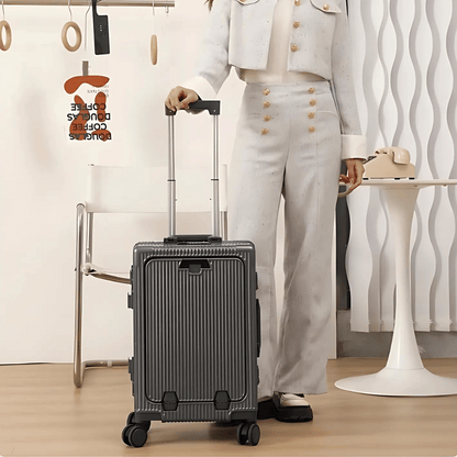 Slimme Handbagage Koffer – Harde Trolley met 360° Wieltjes & Extra Opbergvakken
