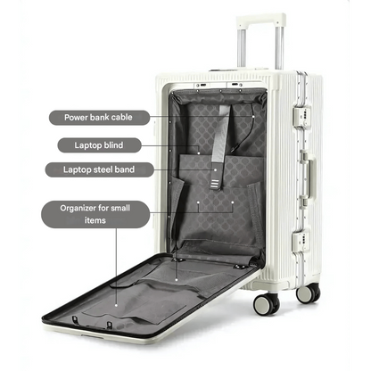 Slimme Handbagage Koffer – Harde Trolley met 360° Wieltjes & Extra Opbergvakken