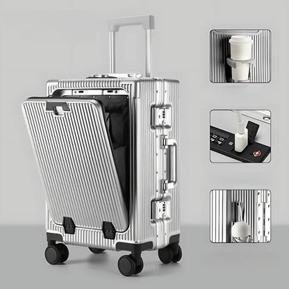 Slimme Handbagage Koffer – Harde Trolley met 360° Wieltjes & Extra Opbergvakken